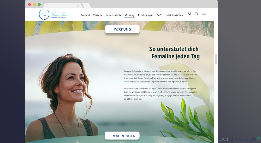 Im weiteren Verlauf des Scrollens wird die bildstarke Gestaltung konsequent fortgeführt. Die harmonische Verbindung von Bild und Text sorgt dabei für eine abwechslungsreiche und zugleich überzeugende Nutzererfahrung.