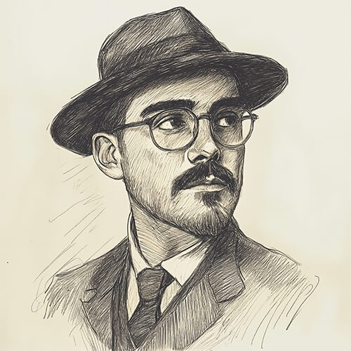 Gezeichnetes Portrait von Fernando Pessoa